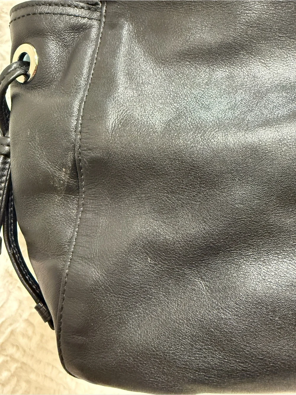 Coach Black Leather Tote with Chain-Detail Straps